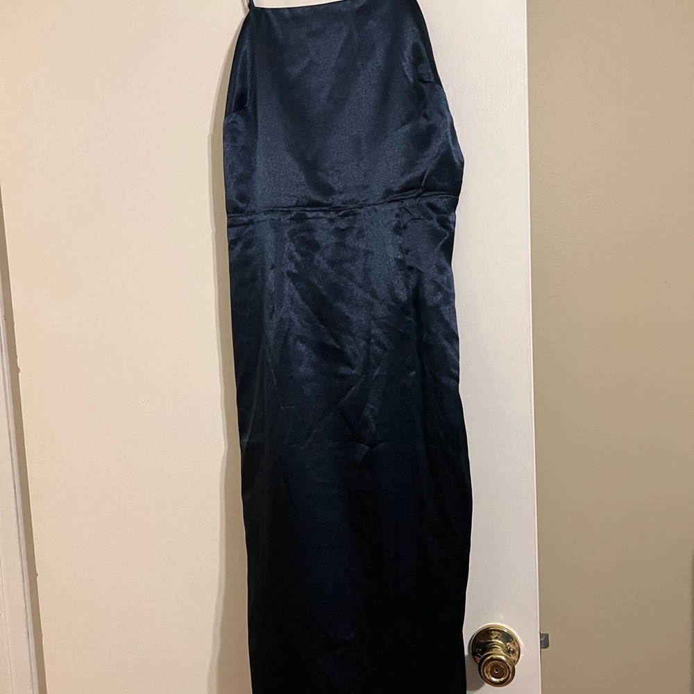 Lulu's Blue Maxi Slip Dress Backless